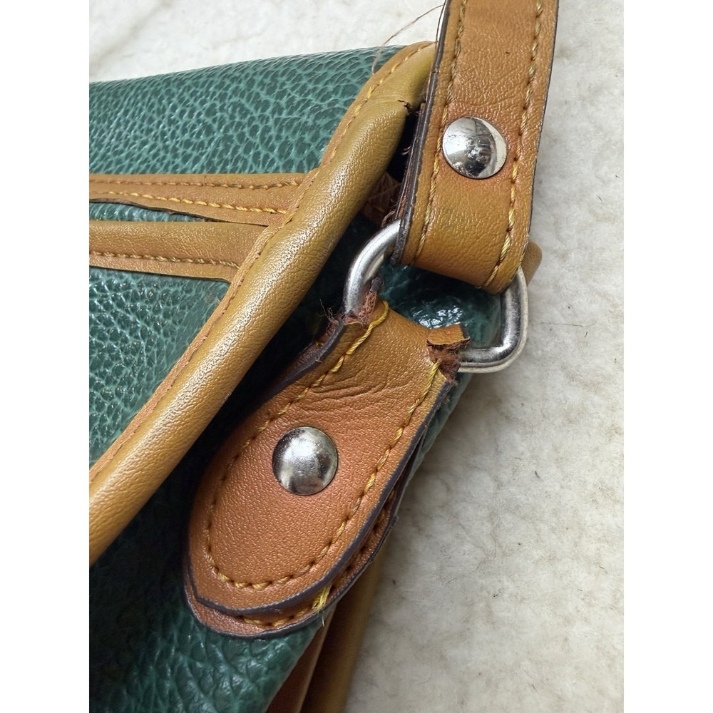Vintage Dooney and Bourke Green AWL Leather Flap Crossbody Equestrian Heritage - Picture 7 of 9